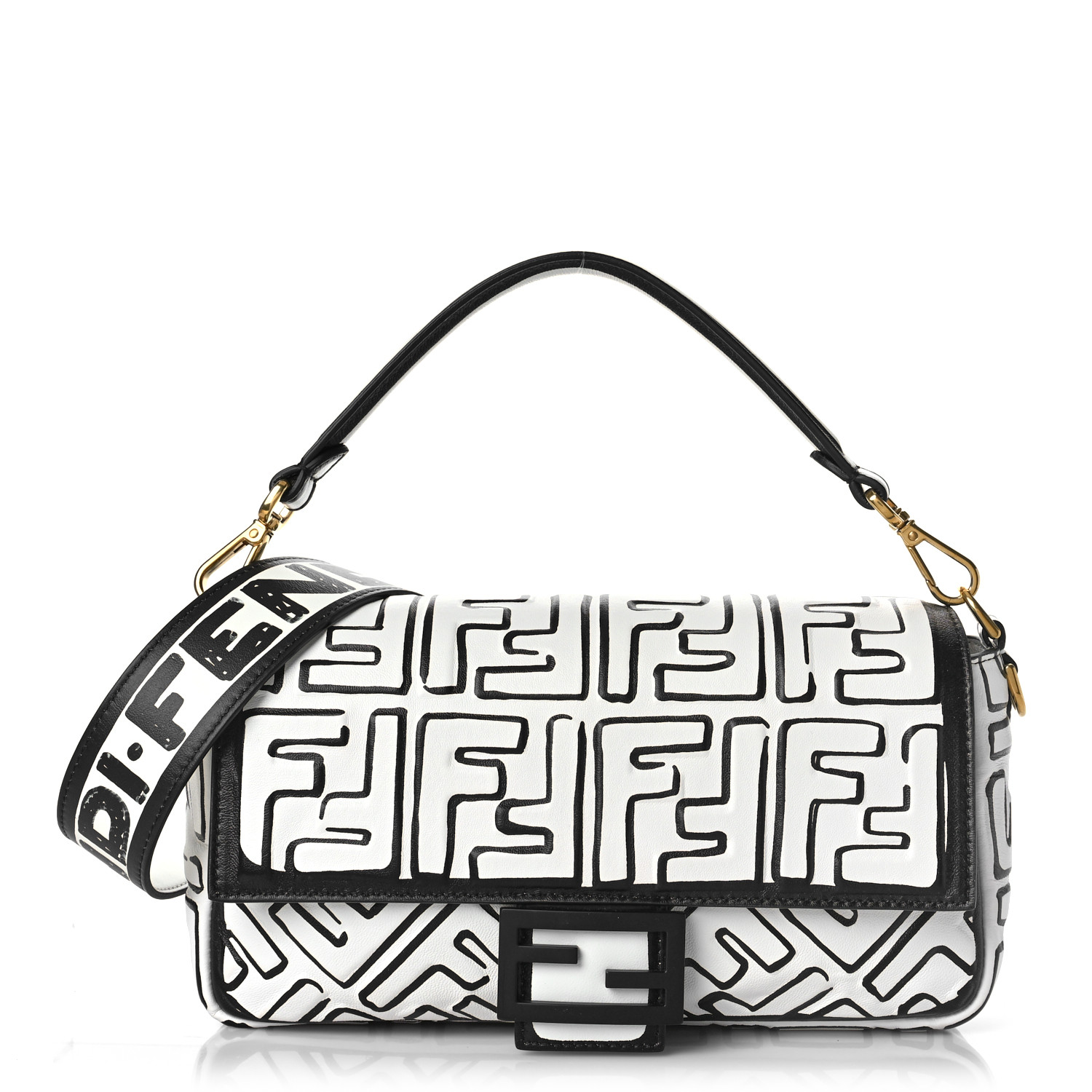 Joshua Vides ジョシュアヴィーダス　FENDI WTAPS FENDI X JOSHUA VIDES Nappa FF Embossed Baguette White Black