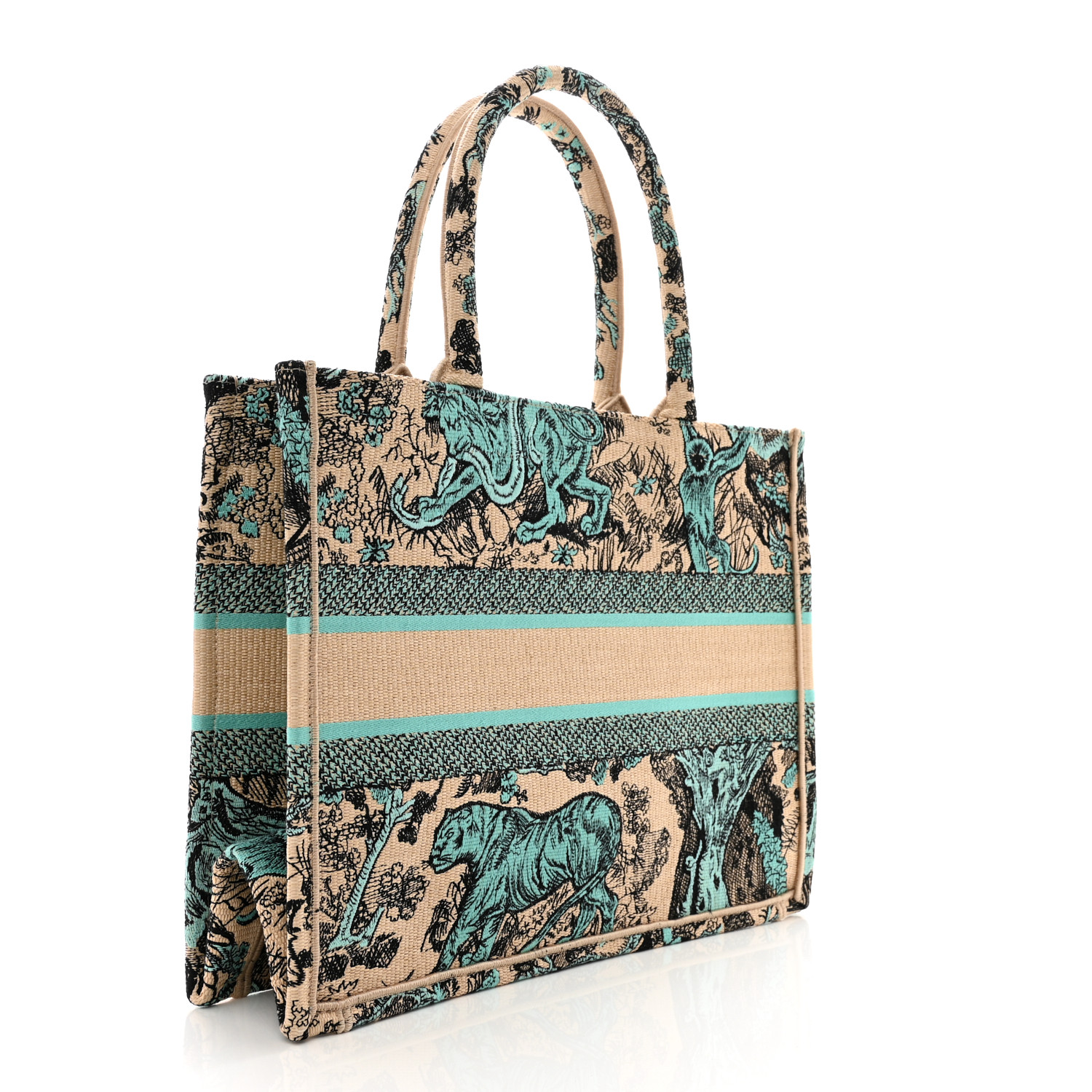 ☆アクアマリン☆ Dioriviera Dior Book Tote バッグ ミディアム CHRISTIAN DIOR Canvas Embroidered Medium Dioriviera Toile De