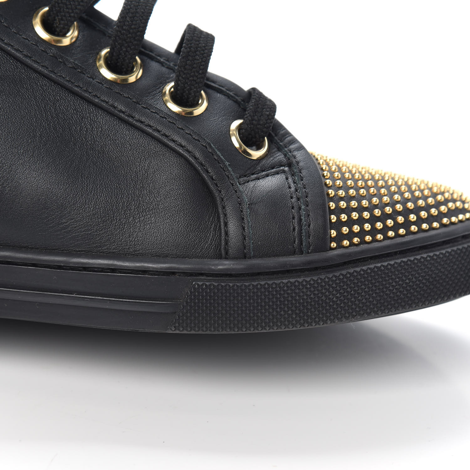 LOUIS VUITTON - Y♡ LOUIS VUITTON Calfskin Studded Punchy High Top Sneakers 36