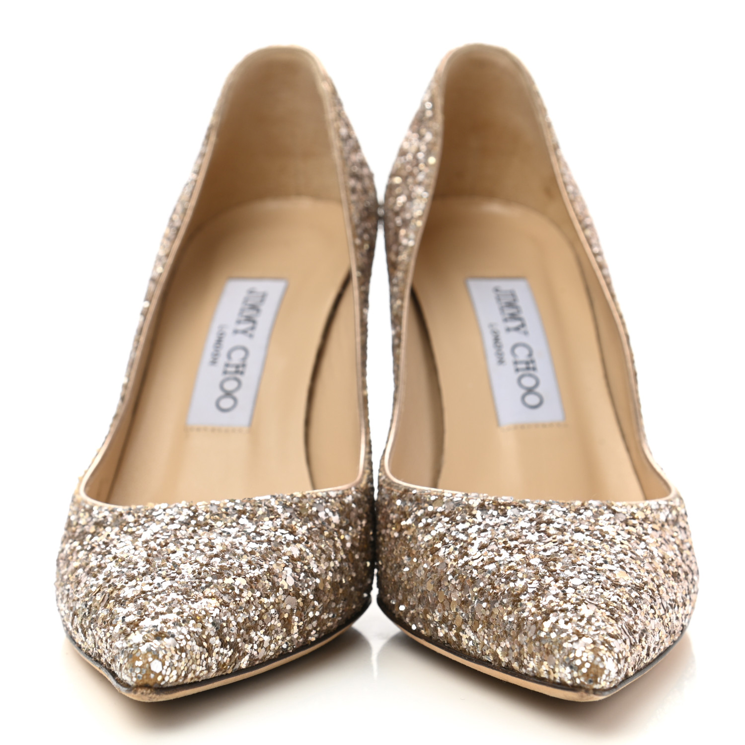 JIMMY CHOO Coarse Glitter Fabric Agnes 85 Pumps 36.5 Ballet