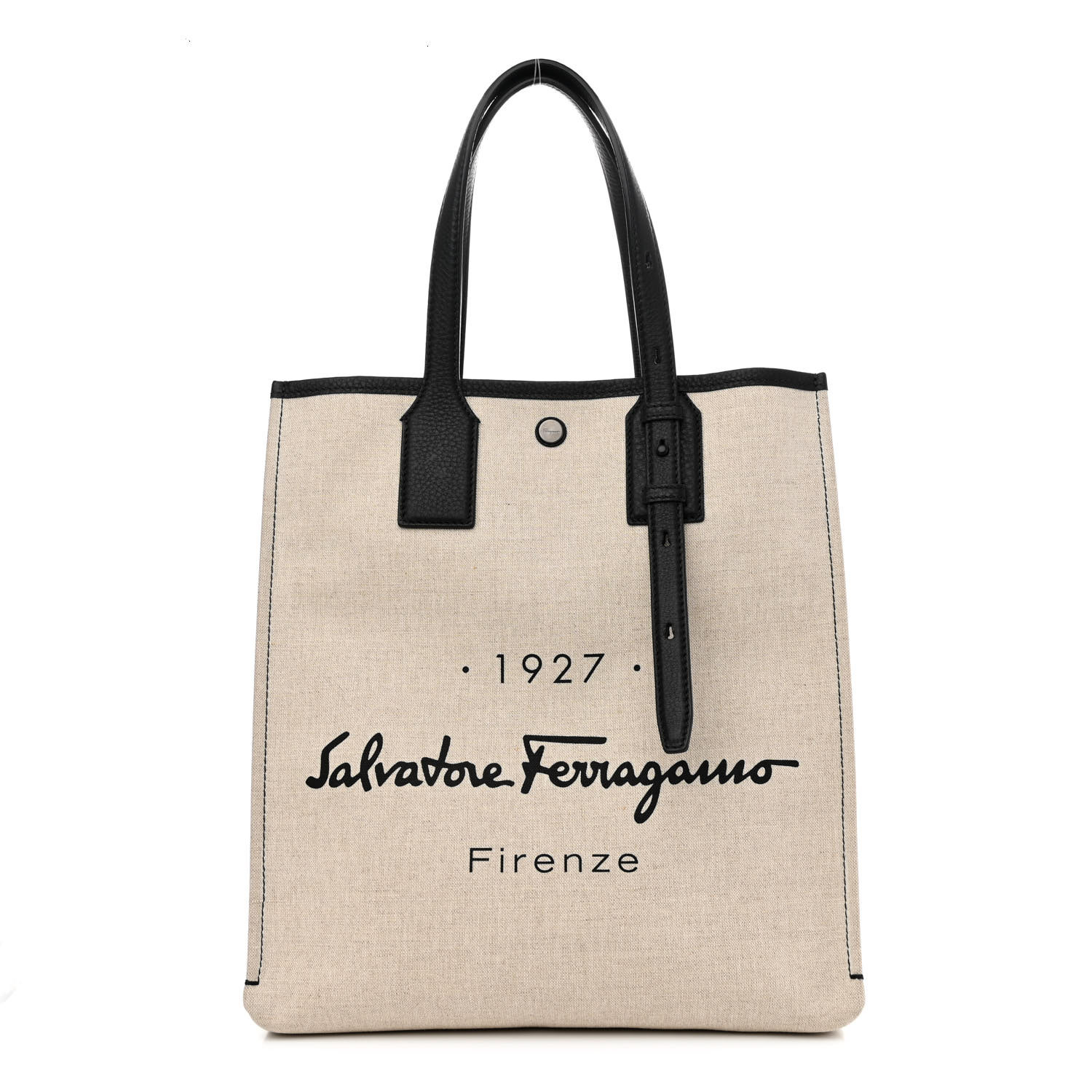 トートバッグ SALVATORE FERRAGAMO BLACK CANVAS LARGE TT SIGN SHOPPING BAG Tote bag with logo (XL) - Women | Ferragamo