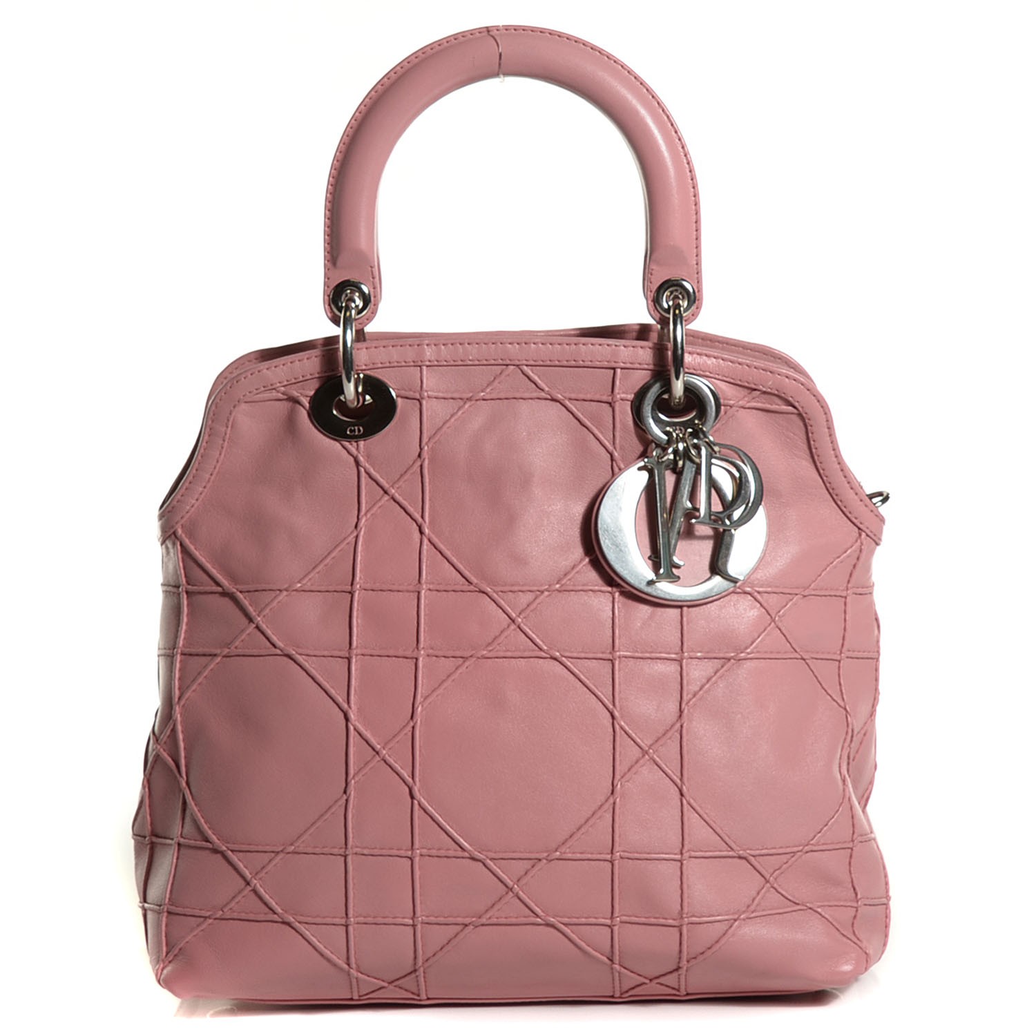 バッグ Christian Dior CHRISTIAN DIOR Lambskin Cannage Medium Granville Tote Pink