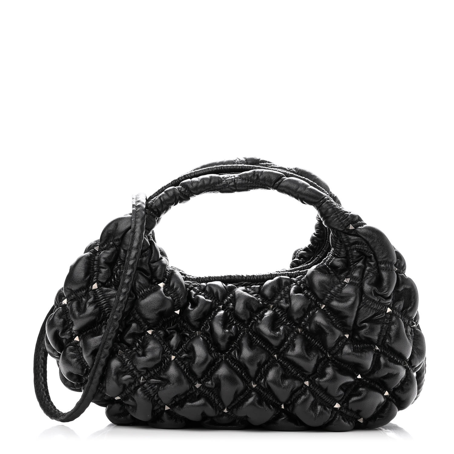 VALENTINO GARAVANI Nappa Small Spikeme Hobo Bag Black