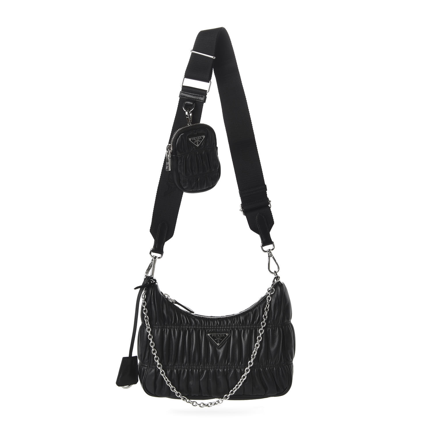 PRADA Nappa Gaufre Re-Edition 2005 Shoulder Bag Black 680495
