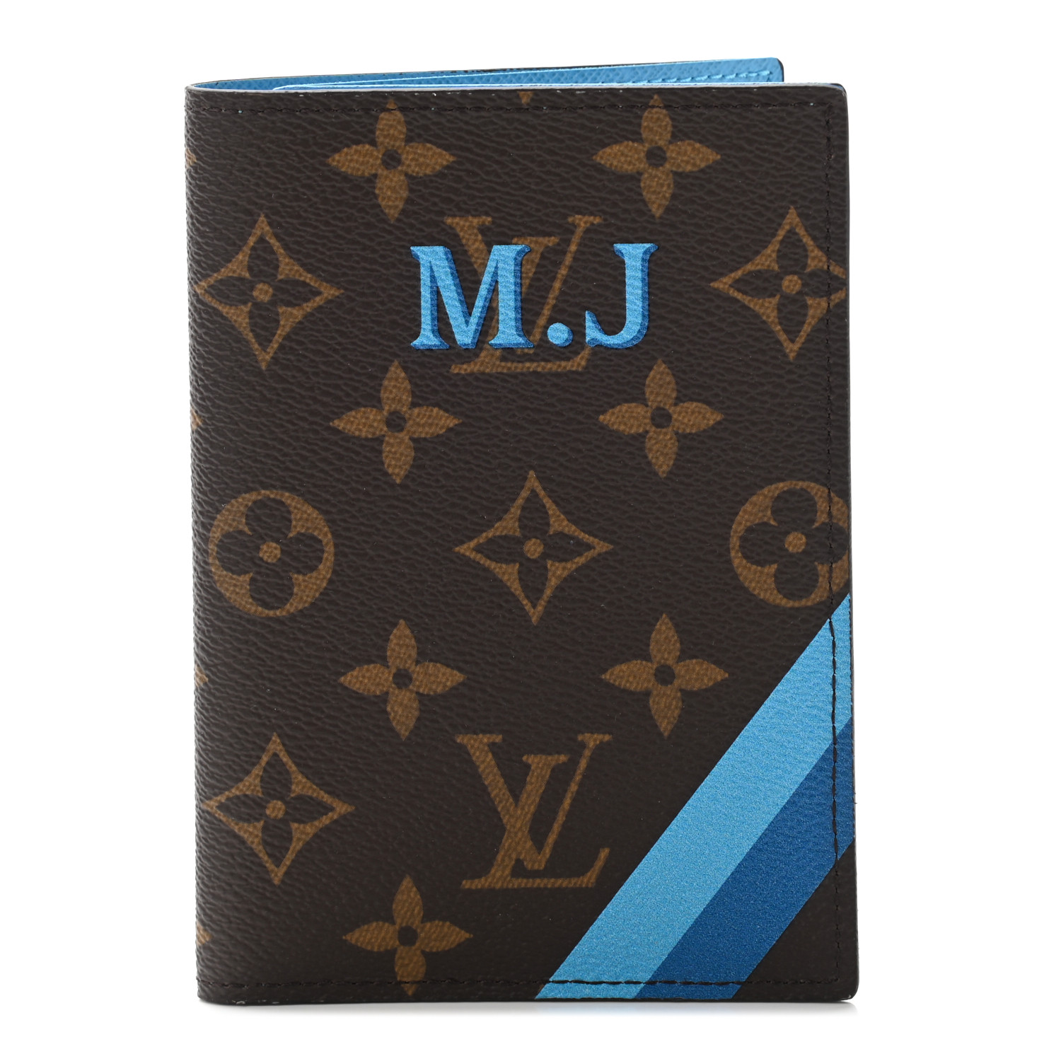 送料込み♪【LOUIS VUITTON】Monogram Souvenir Passport Cover Louis Vuitton Passport Cover Monogram Surfin' Navy Blue in