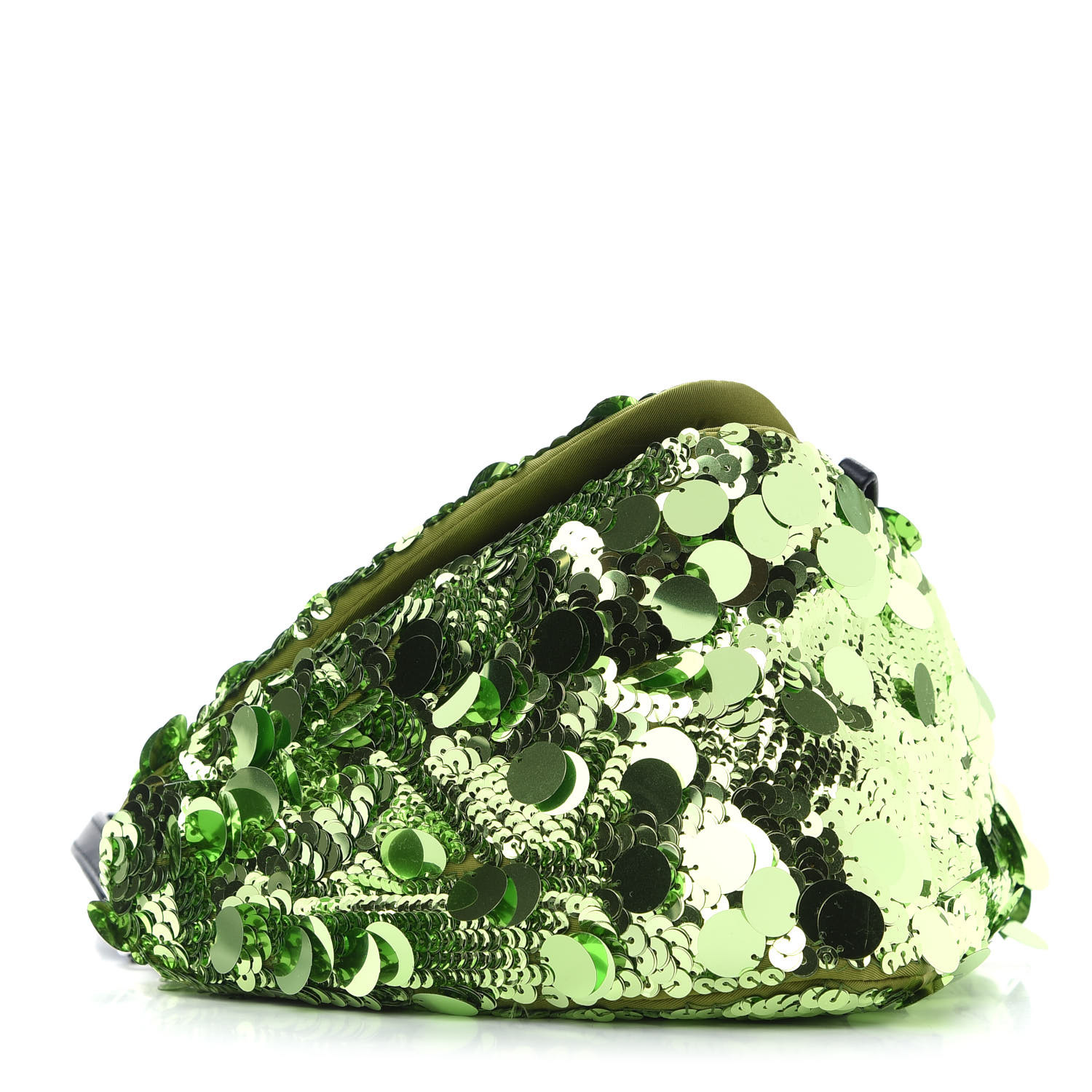 PRADA Paillettes Vitello Triangle Crossbody Lime 898267