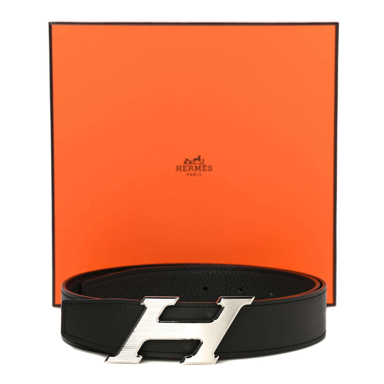 HERMES Chamonix Togo 32mm H Speed Belt 75 Black 898446