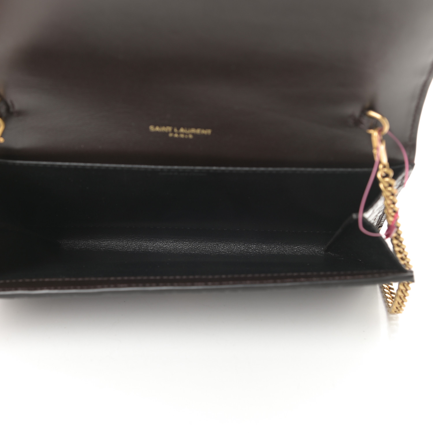 ☆関税込☆SAINT LAURENT★PORTAFOGLIO CON CATENA MONOGRAM★ Saint Laurent Chain Wallet Small Envelop Metallic Monogram