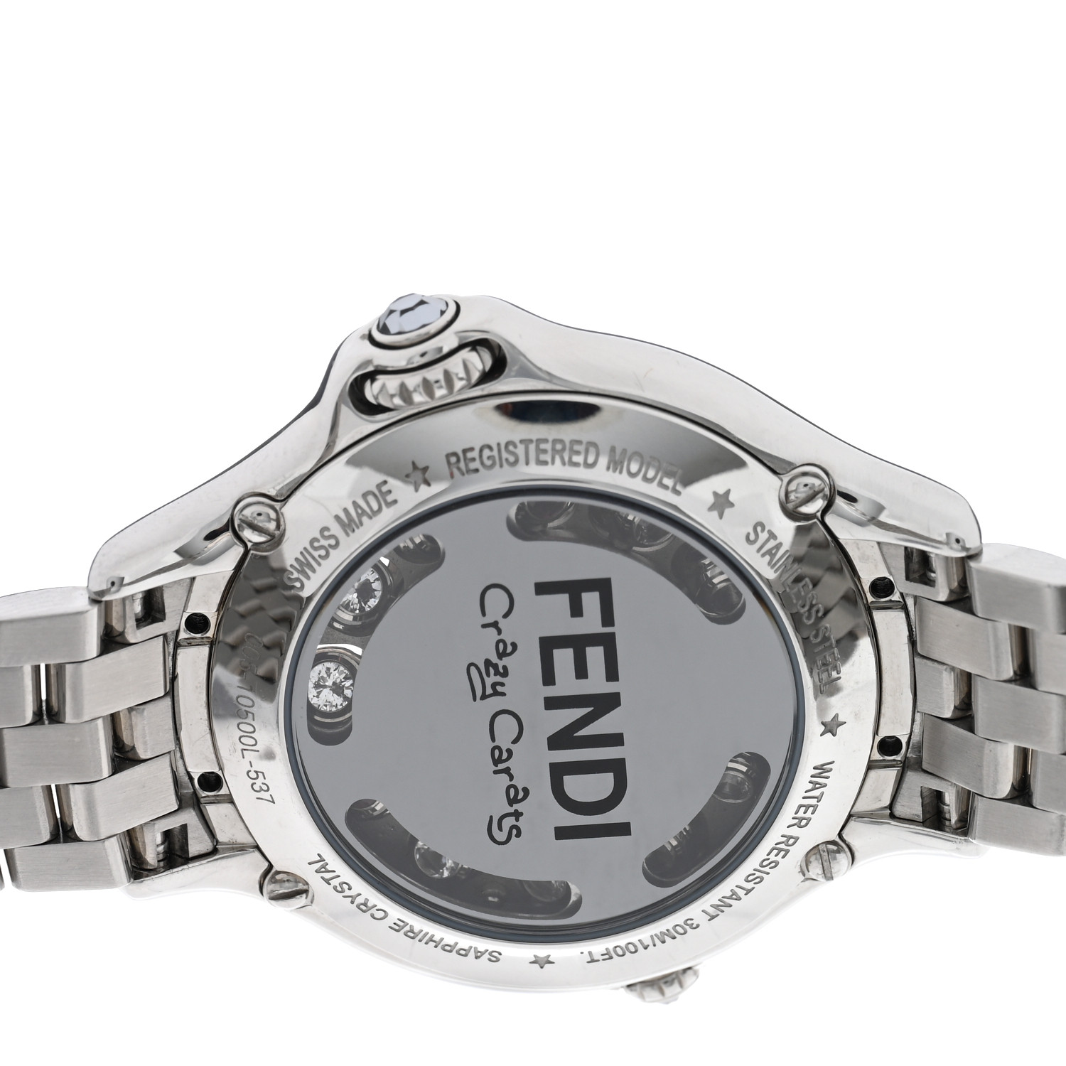 FENDI Stainless Steel Diamond Topaz 33mm Crazy Carats Quartz