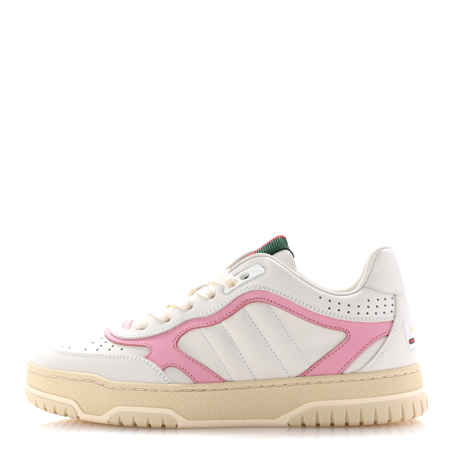 GUCCI Calfskin Womens Re-Web Sneakers 35 White Pink 1655116