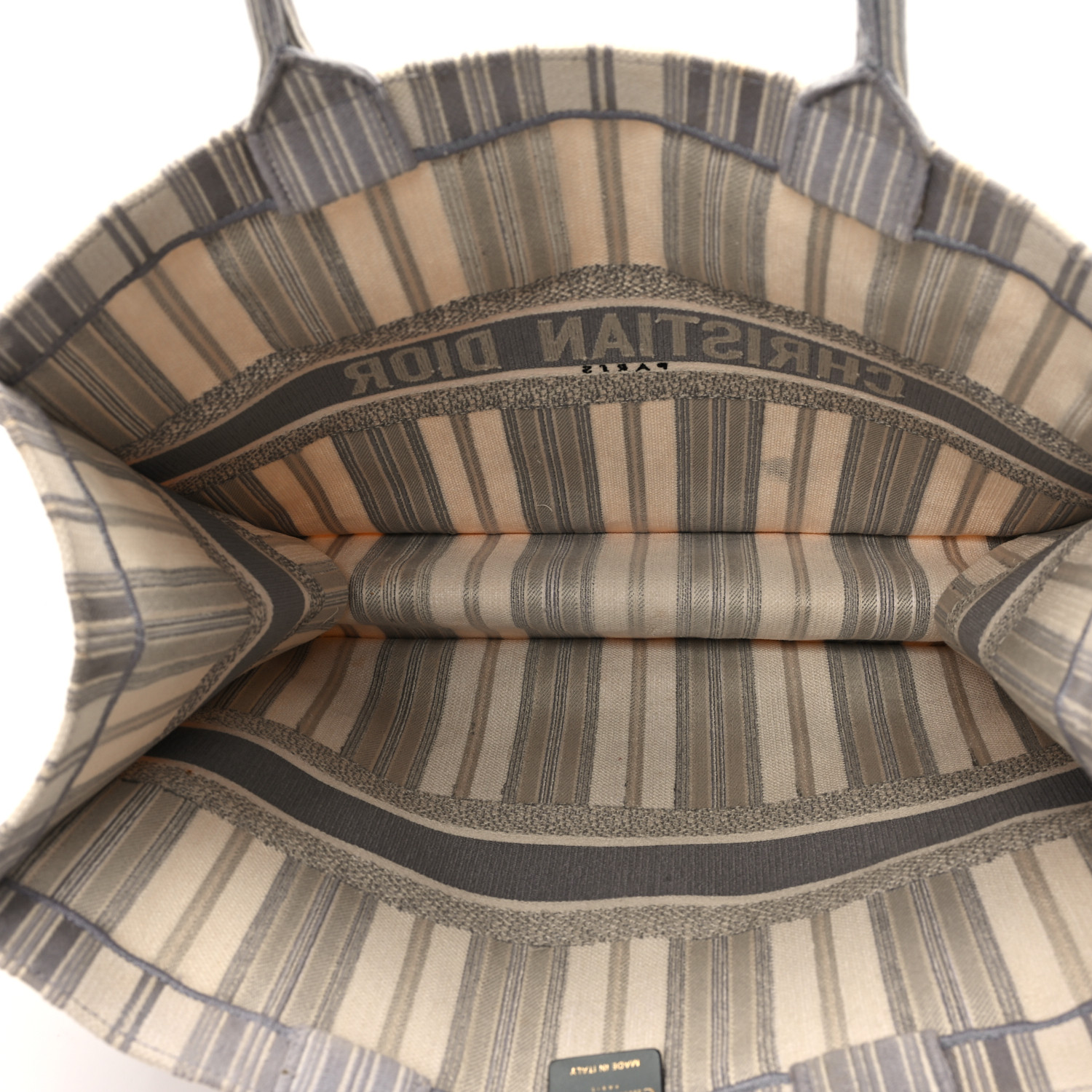 CHRISTIAN DIOR Canvas Embroidered Large Stripes Book Tote