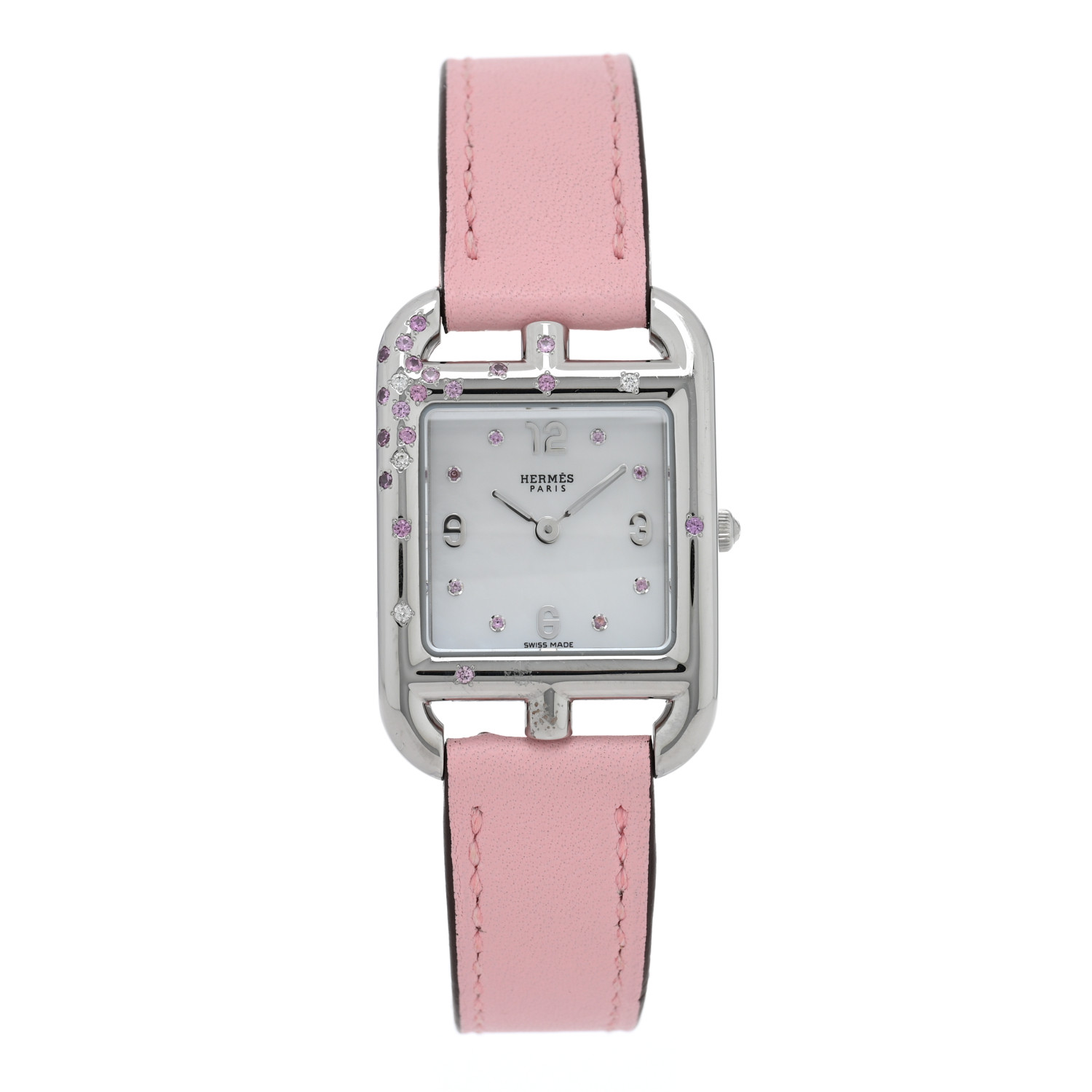 エルメス HERMES Stainless Steel Swift Diamond Pink Sapphire Mother of
