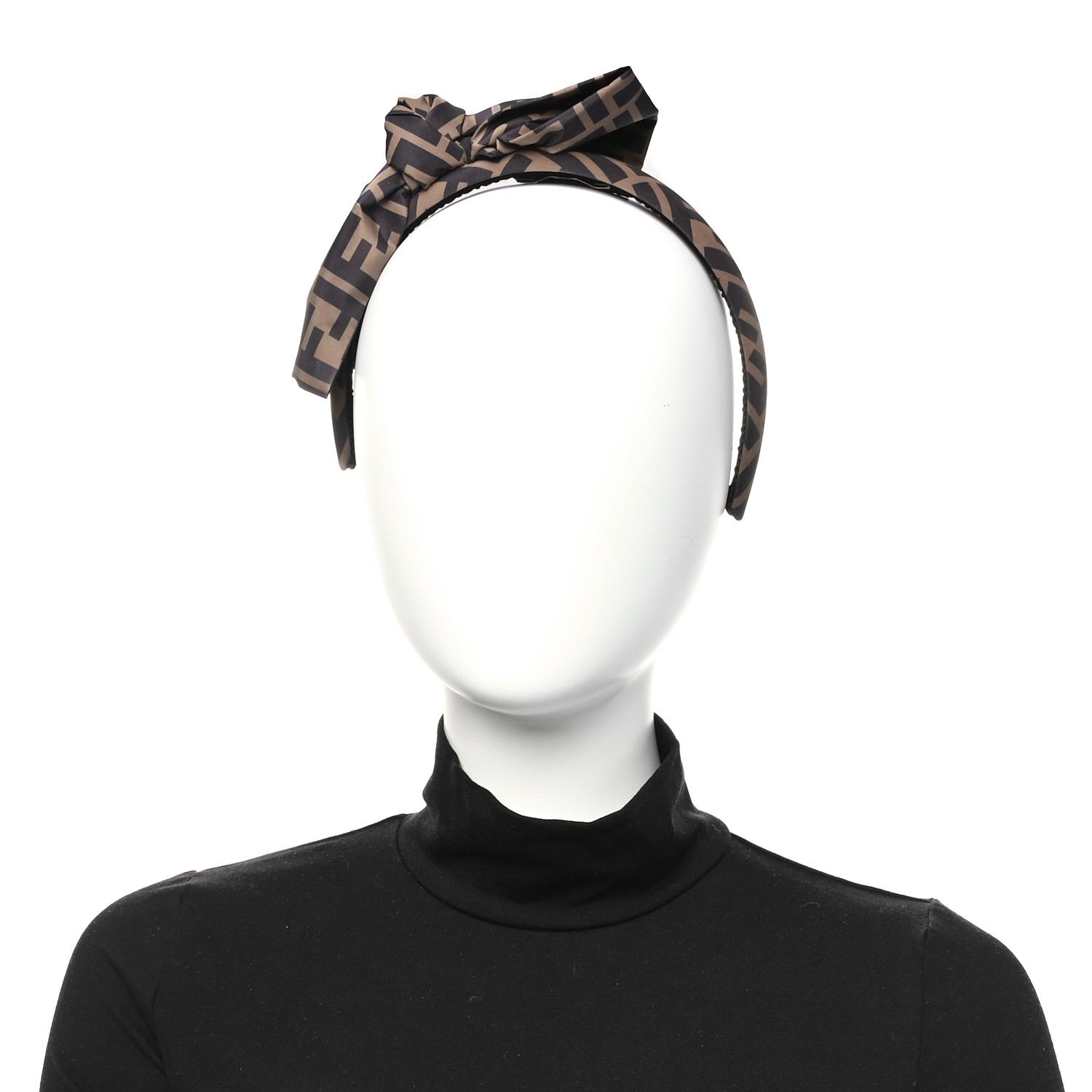 【正規品保証書付き】FENDI kidsリボンヘアバンド ブラウン/ブラック FENDI Nylon FF Kids Logo Headband Tobacco 1651707 | FASHIONPHILE