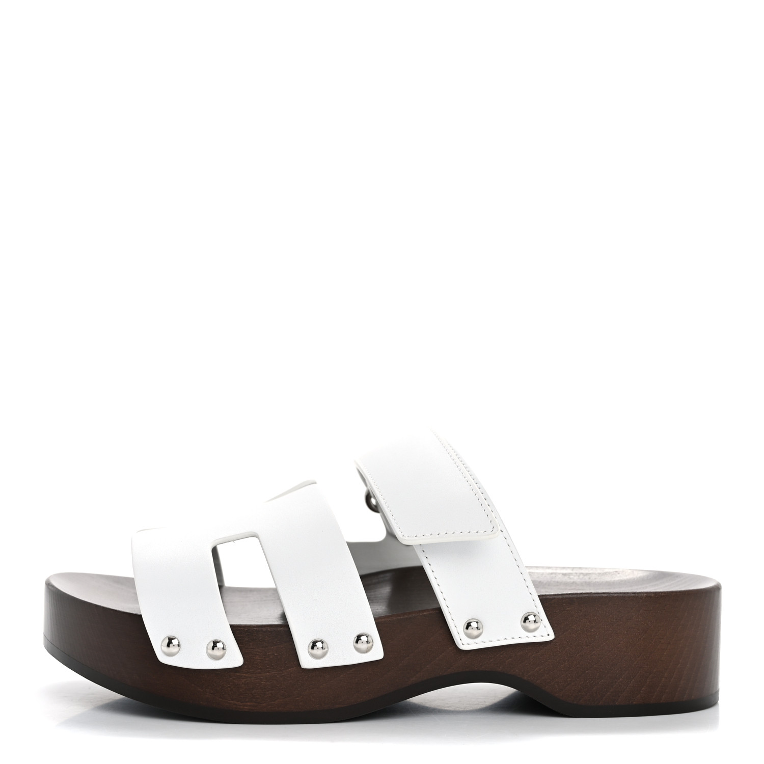 【Blanc♡】HERMES Sabots Kos HERMES Calfskin Womens Kos Clog 35 White 1654174 | FASHIONPHILE