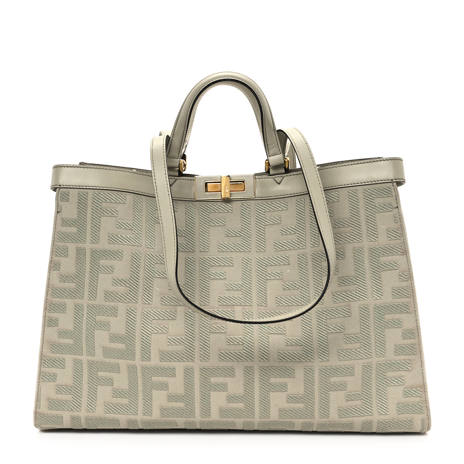 FENDI Canvas Vitello King FF Embroidered Medium Peekaboo X