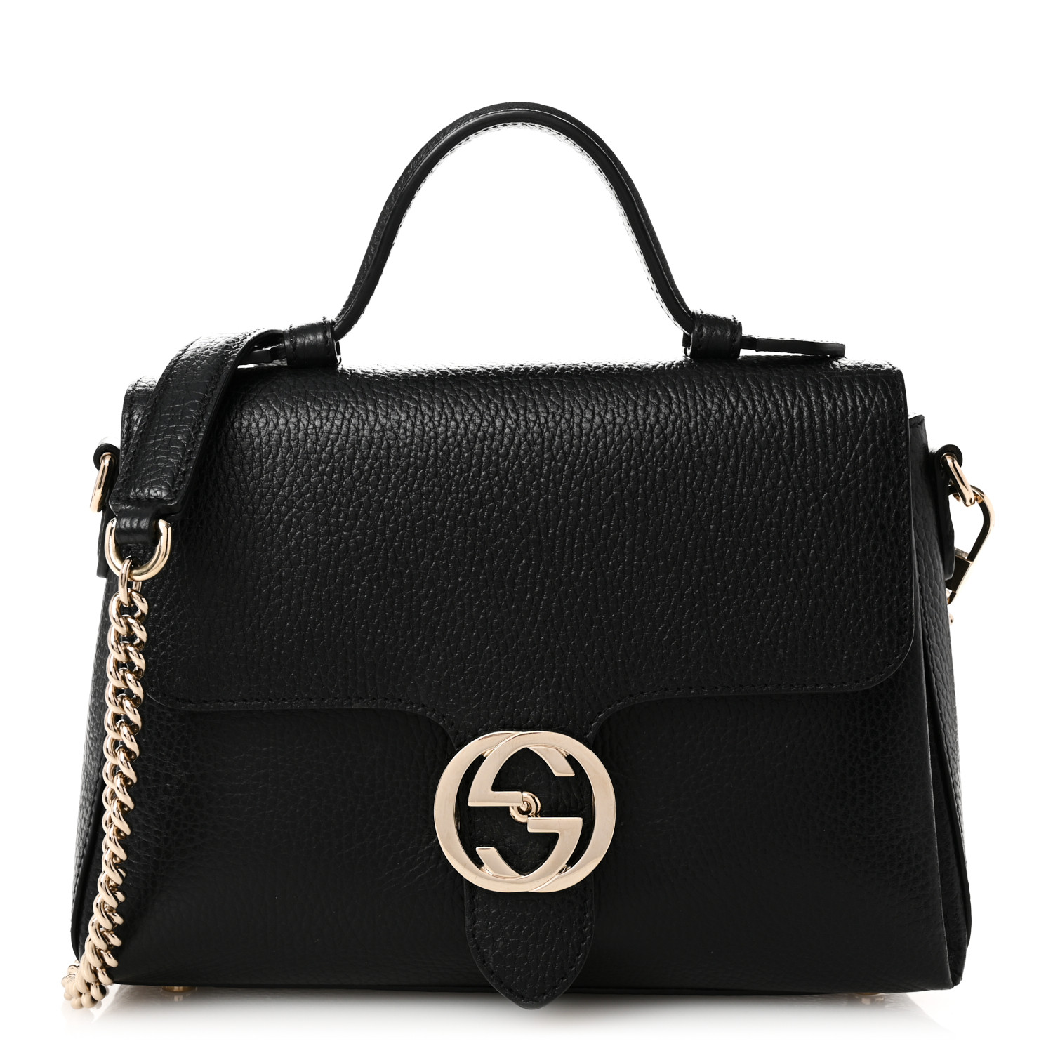 GUCCI Dollar Calfskin Interlocking G Top Handle Shoulder Bag