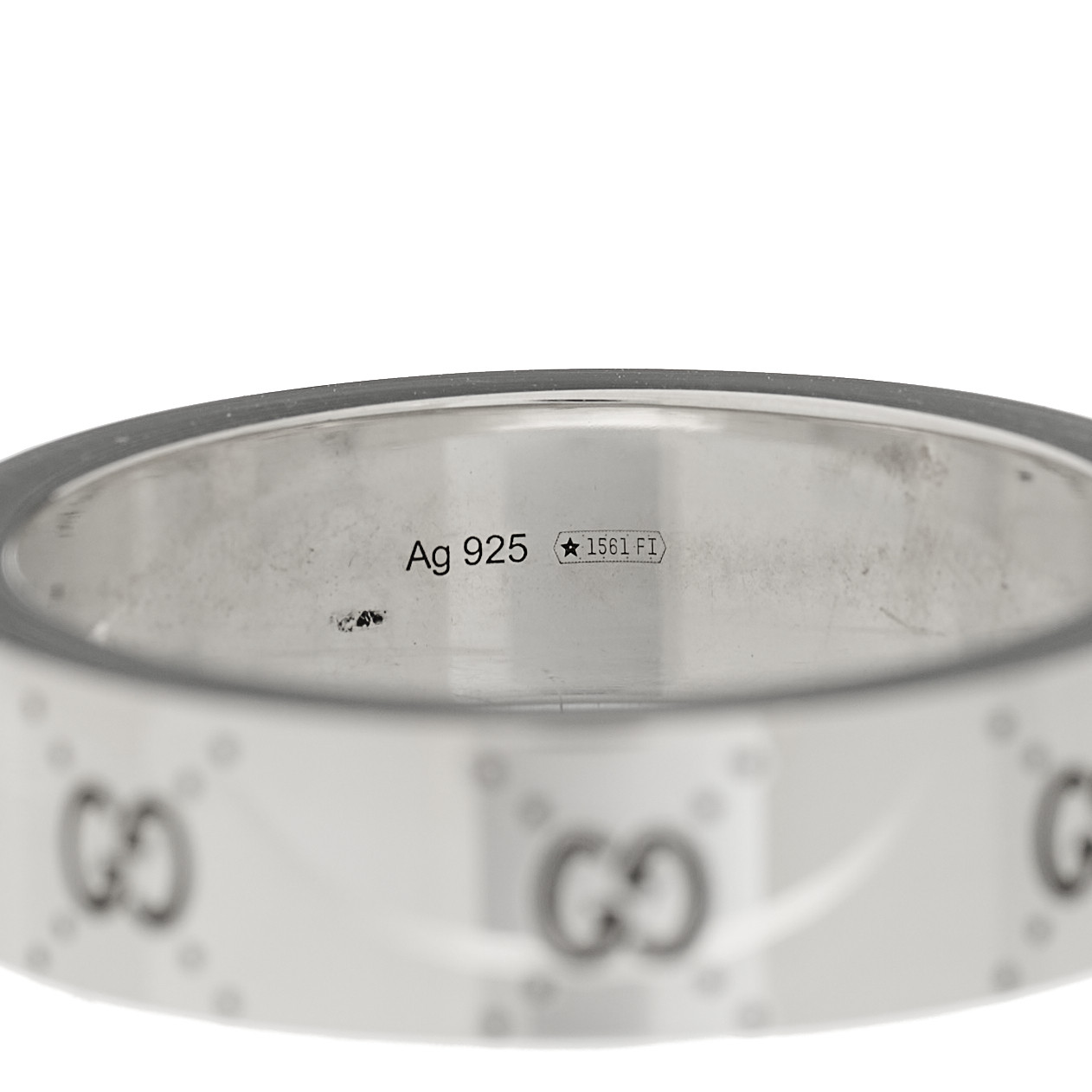GUCCI X ADIDAS Sterling Silver Trefoil GG Monogram Band Ring