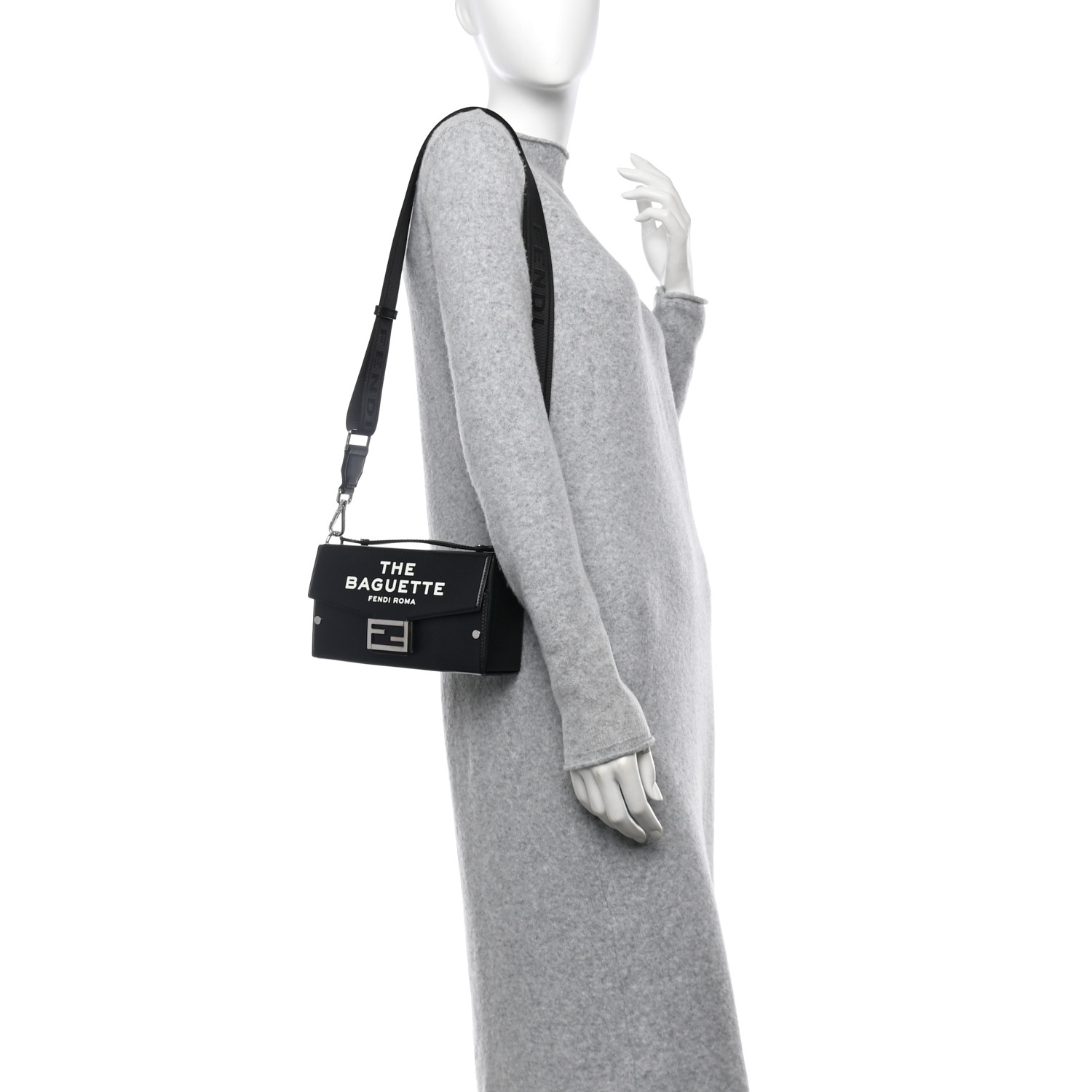 FENDI X MARC JACOBS Nappa Logo Baguette Soft Trunk Bag Black