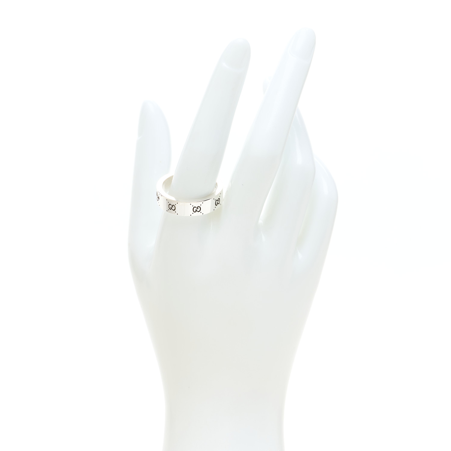 GUCCI X ADIDAS Sterling Silver Trefoil GG Monogram Band Ring