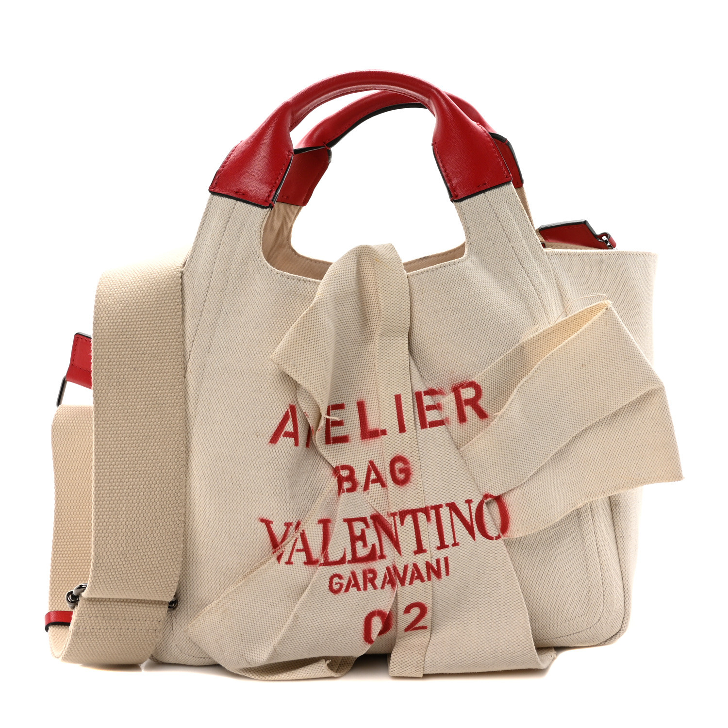 ヴァレンティノ アトリエ 09ローズブロッサム キャンバストート ポーチ付き VALENTINO GARAVANI Canvas Large Atelier 09 Rose Blossom