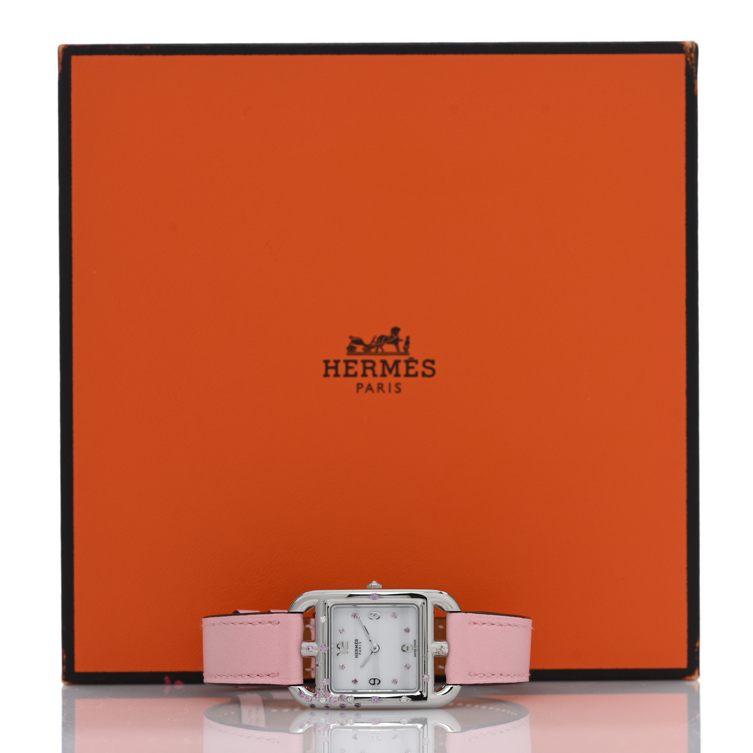 meico*.。♡　0527 HERMES Stainless Steel Swift Diamond Pink Sapphire Mother of