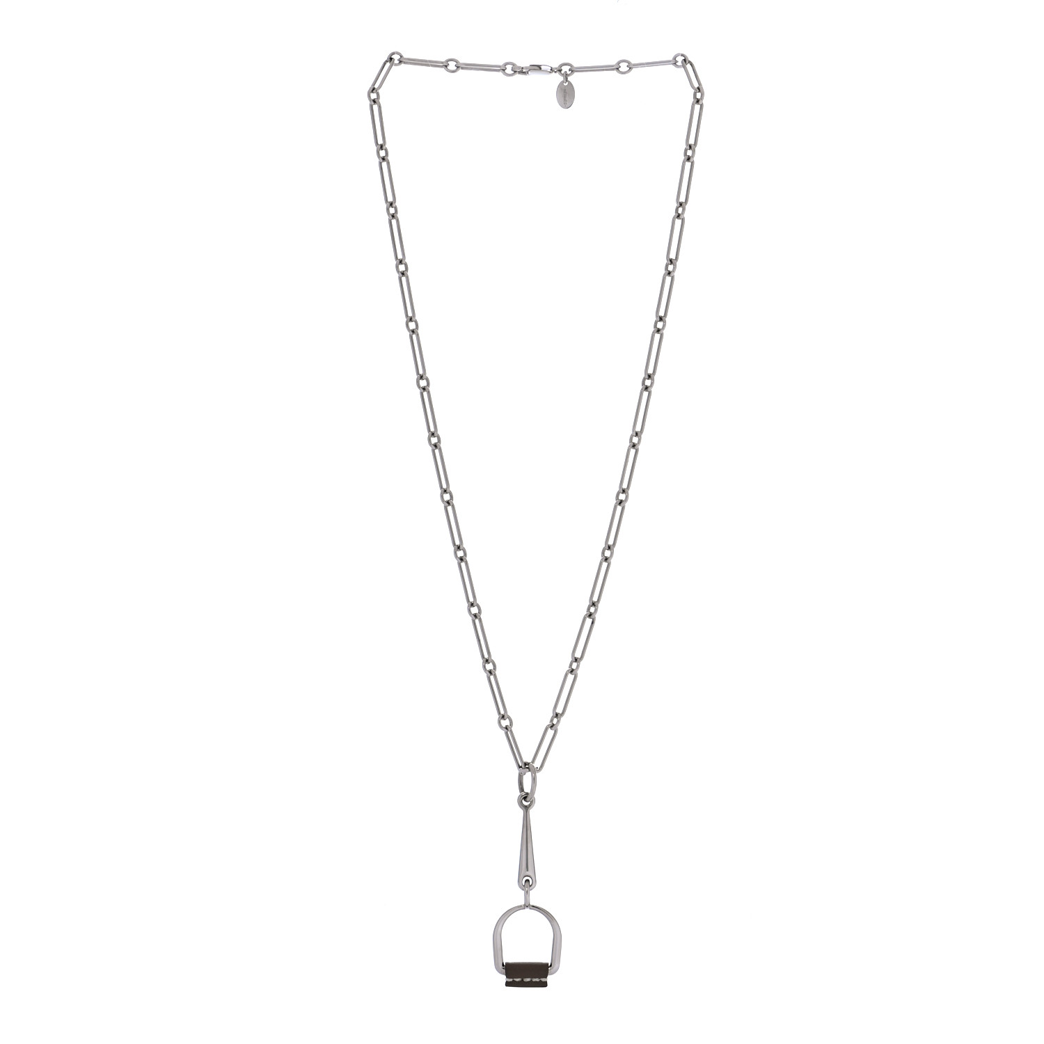 HERMES Swift Small Heritage Equestre Pendant Necklace Etoupe