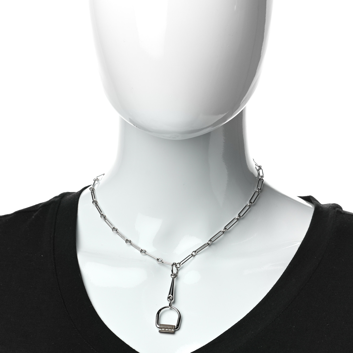 Small Model♪【 HERMES 】Heritage Equestre Pendant HERMES Barenia Heritage Equestre Pendant Necklace Gold