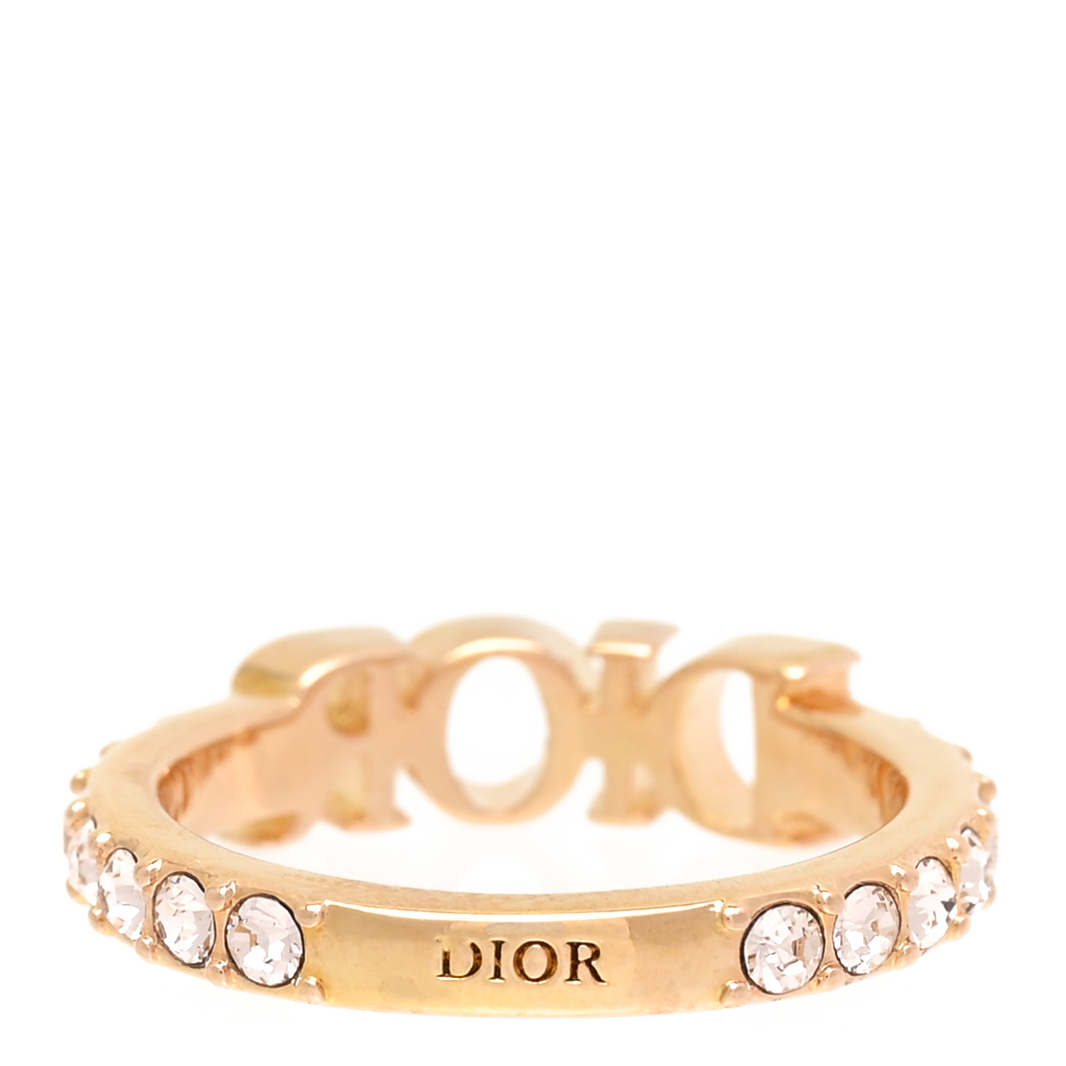 Dior Christian Dio (r) evolution ring gold rhinestone logo