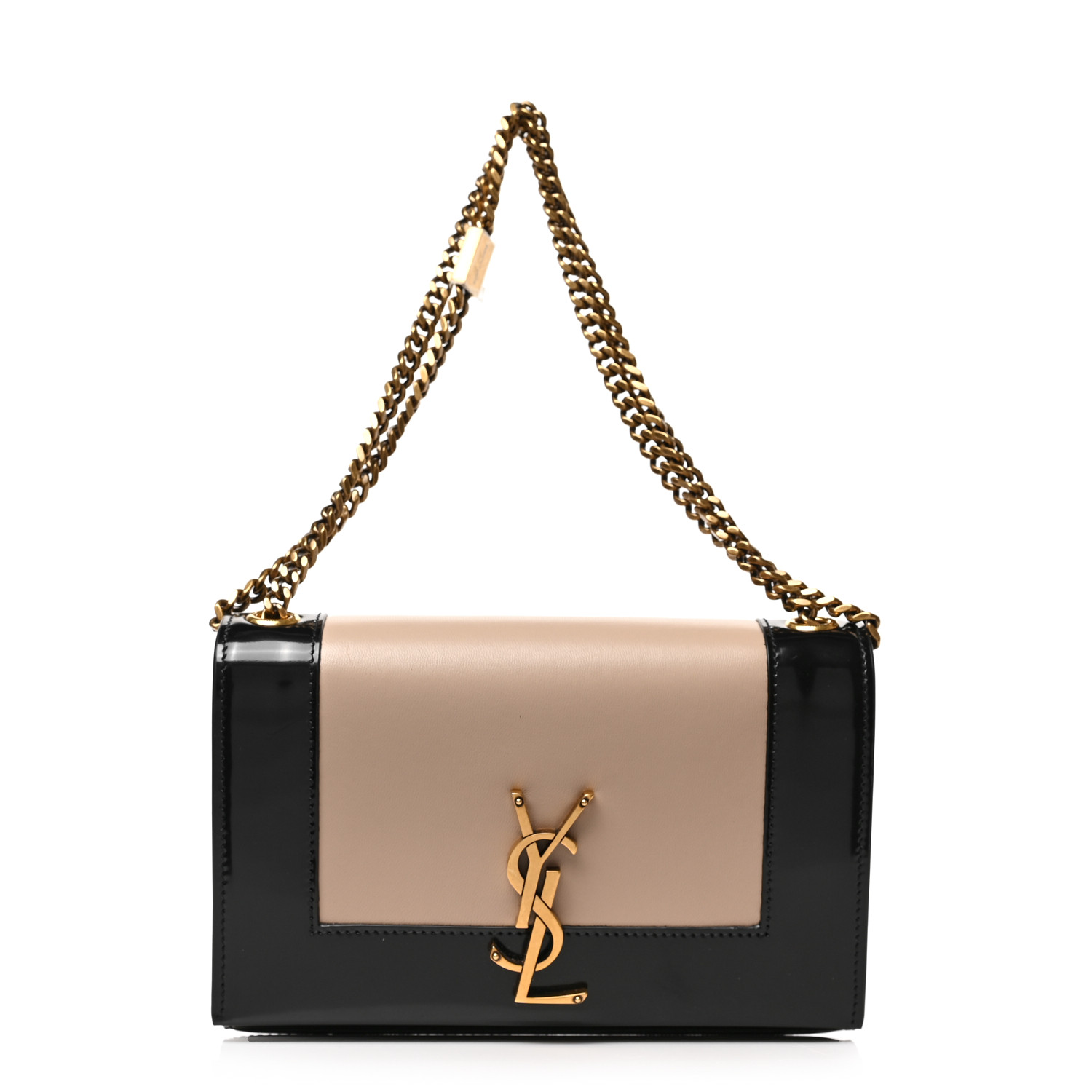 SAINT LAURENT Nappa Patent Calfskin Two-Toned Small Monogram