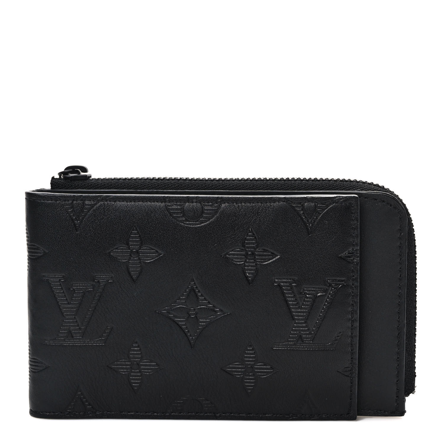 LOUIS VUITTON Calfskin Monogram Shadow Hybrid Wallet Black