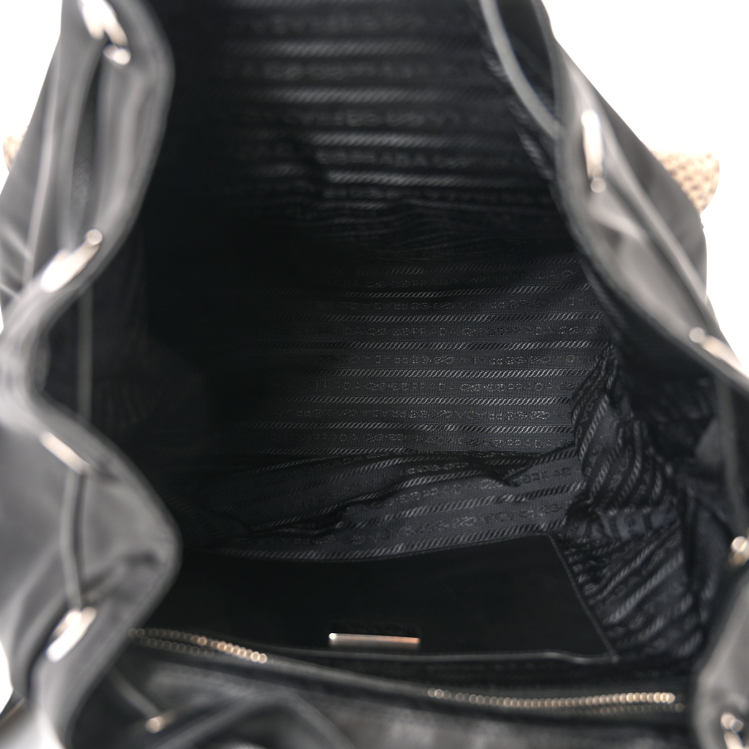 PRADA Tessuto Nylon Snakeskin Saffiano Medium Backpack Black