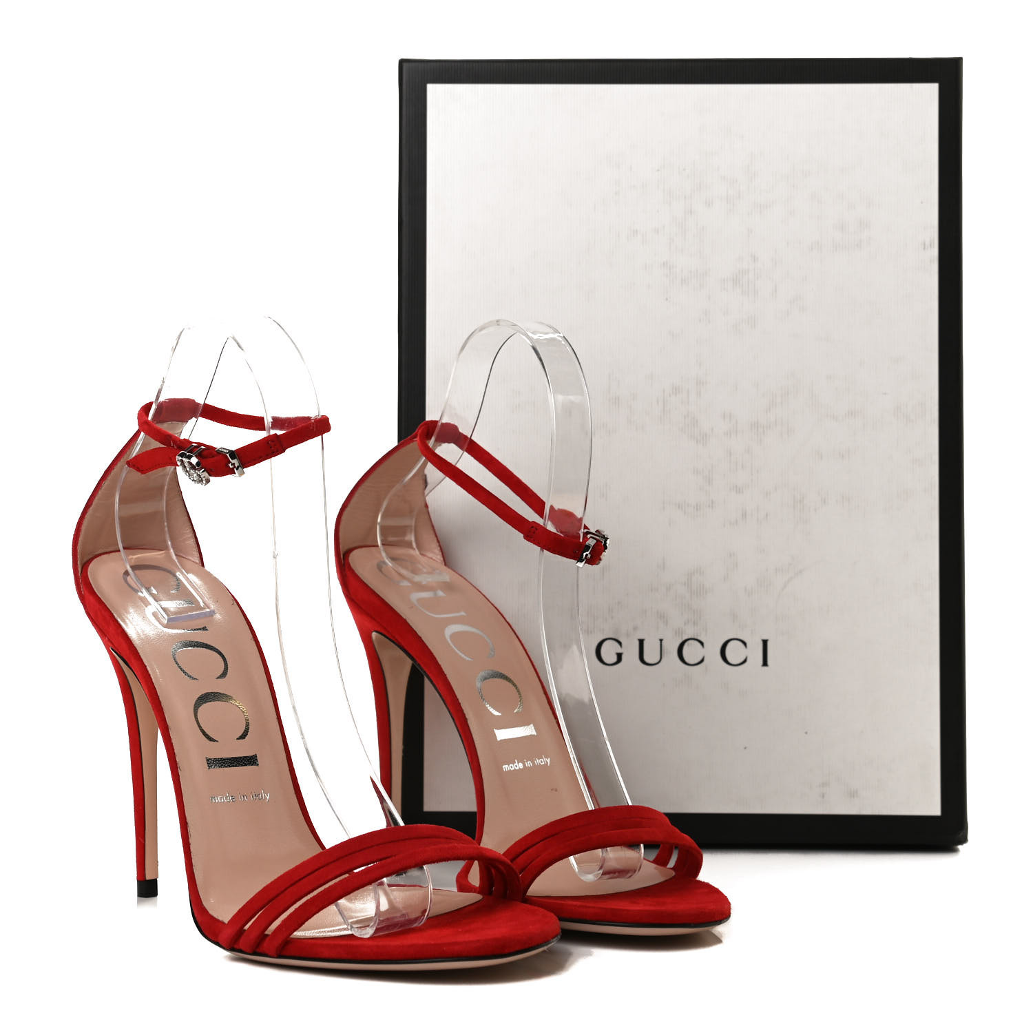 GUCCI Kid Scamosciato GG Ankle Strap High Heel Sandals 39