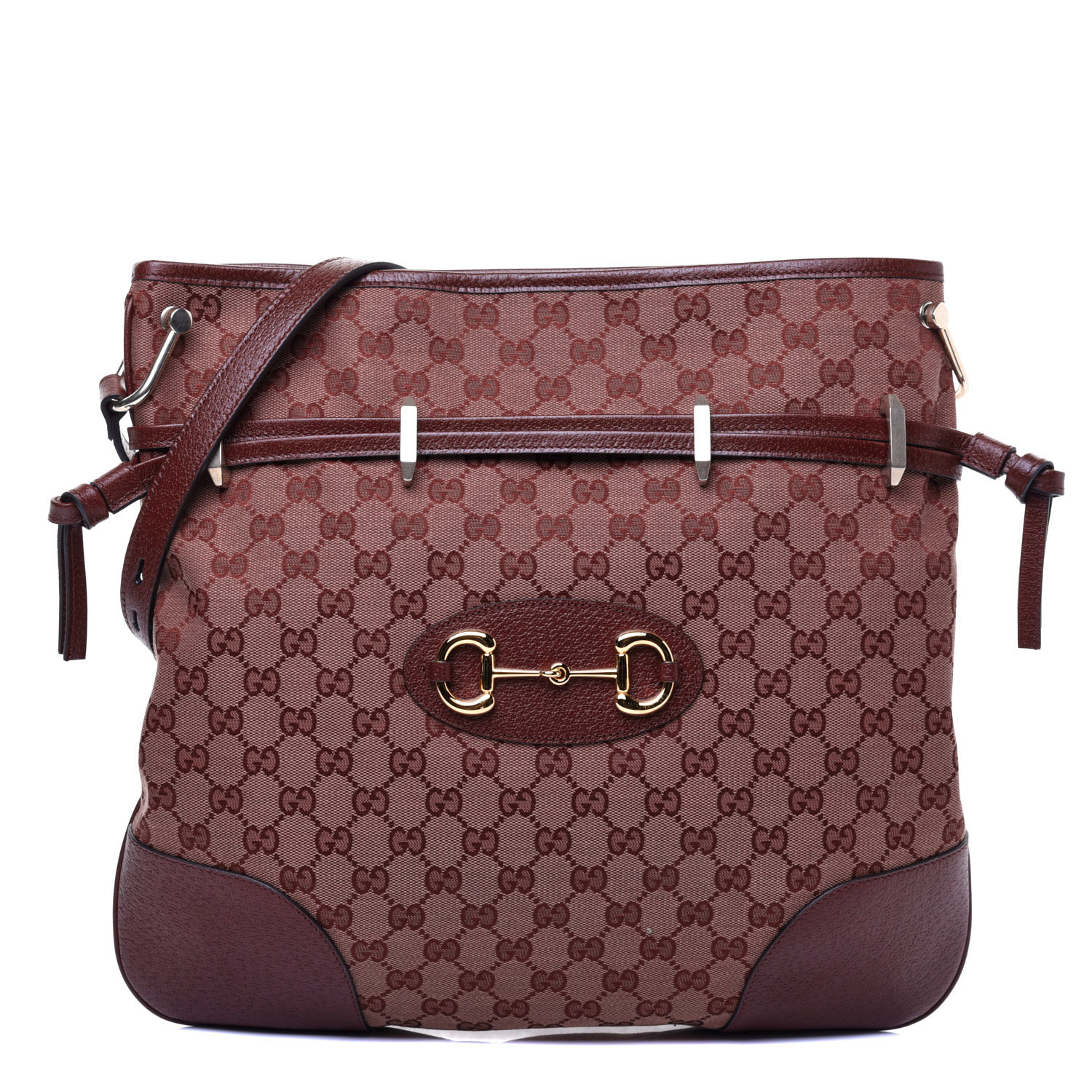 【GUCCI】1955 Horsebit Messenger Bag Sahara Rubino GUCCI Horsebit 1955 Medium GG Supreme Canvas Shoulder Bag