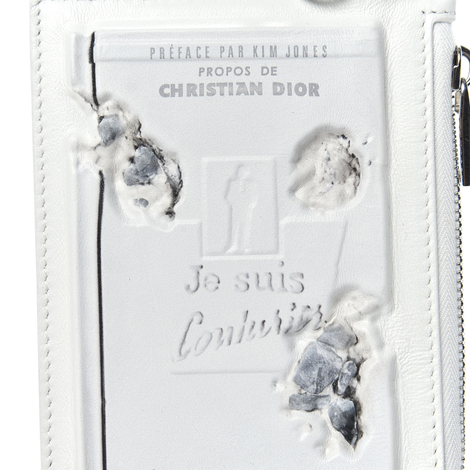 DIOR × DANIEL ARSHAM 20SSWALLET KEYCHAIN DIOR X DANIEL ARSHAM SS20 white leather zip wallet keychain