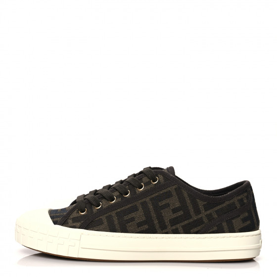 FENDI FLAT SLIPPER IN WHITE JACQUARD FABRIC WITH GOLD HARDWARE