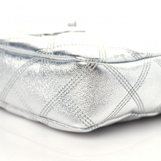 SAINT LAURENT Metallic Lambskin Quilted Mini Becky Double