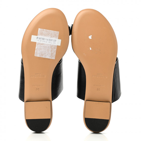GIVENCHY Goatskin 4G Flat Toe Ring Sandals 36 Black 1099648