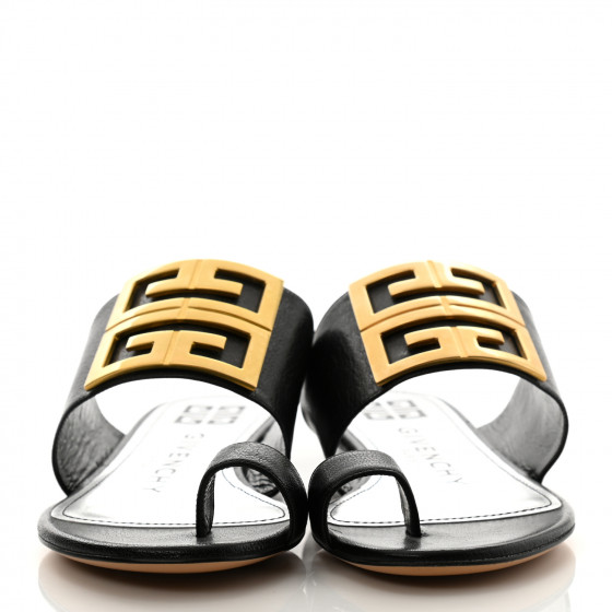 GIVENCHY Goatskin 4G Flat Toe Ring Sandals 36 Black 1099648