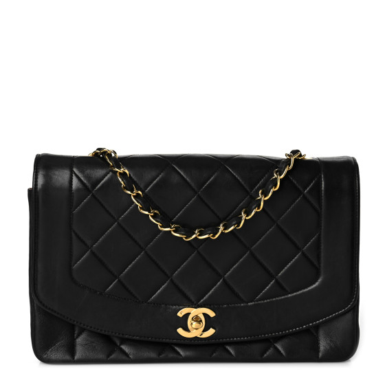 Lambskin Quilted Medium Single Flap Black