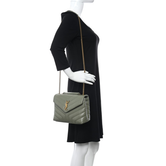 SAINT LAURENT Calfskin Y Quilted Monogram Small Loulou Chain