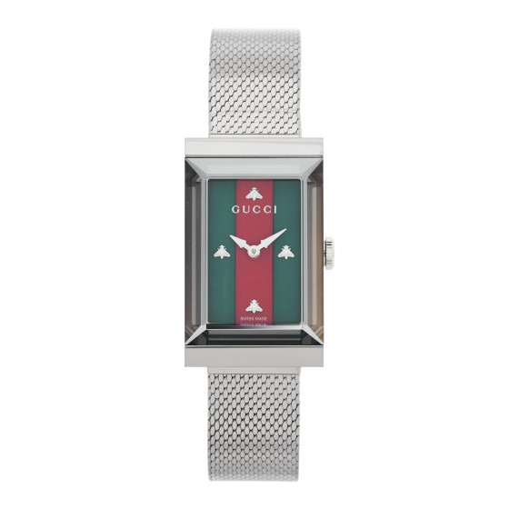 GUCCI Stainless Steel 14mm Web G-Frame Quartz Watch Green