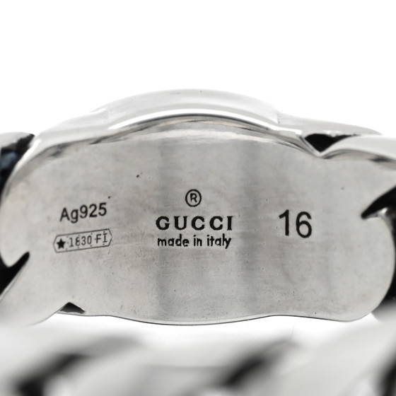 GUCCI Sterling Silver Enamel Interlocking G Chain Ring 56