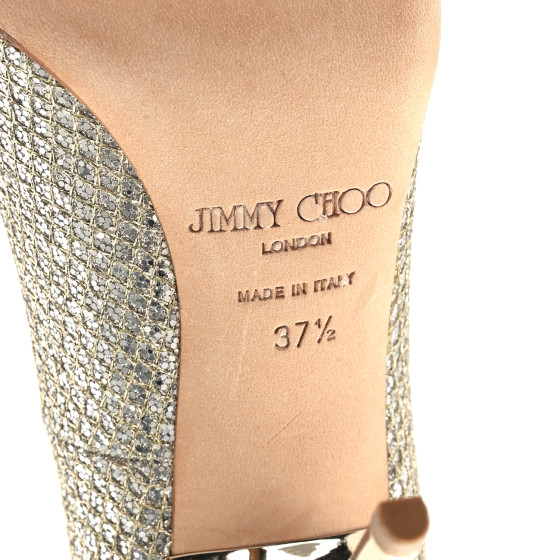 JIMMY CHOO Glitter Fabric Romy 85 Pumps 37.5 Champagne