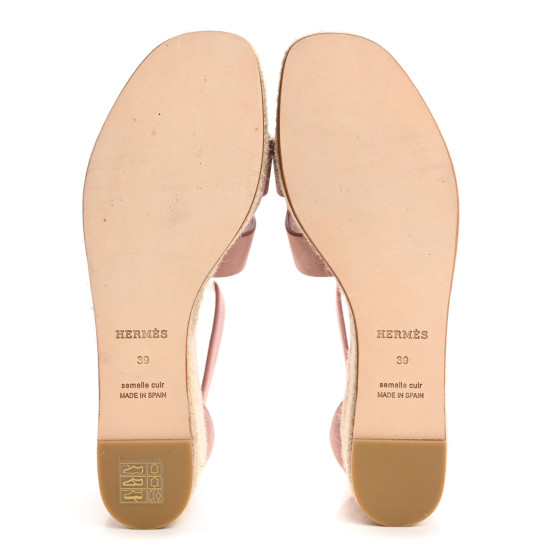HERMES Suede Goatskin Elda Espadrille Wedge Sandals 39 Rose