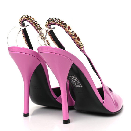 GUCCI Vernice Crystal Nappa Charlotte Signoria 105 Slingback