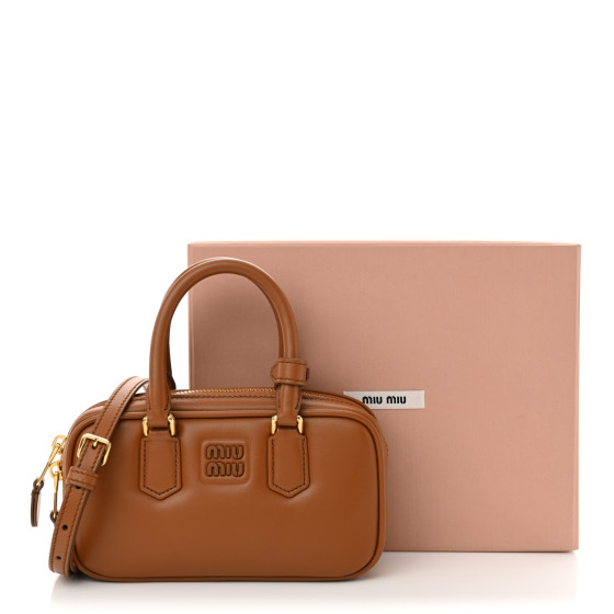MIU MIU Calfskin Mini Arcadie Top Handle Bag Cognac 1694218