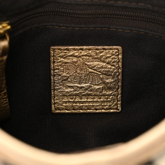 BURBERRY Haymarket Check Perforated Crossbody Gold 1693694