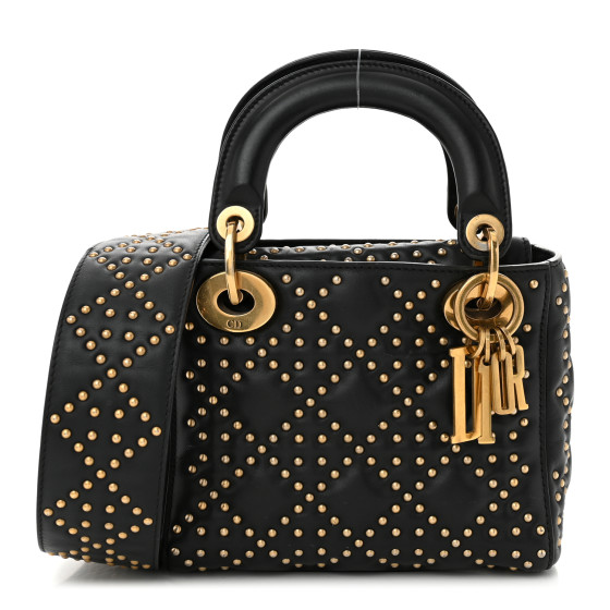 【無料郵送/関税込/正規品】 (W) Dior Abcdior Z Zinnia Zodiaqu CHRISTIAN DIOR Lambskin Studded Mini Supple Lady Dior Black