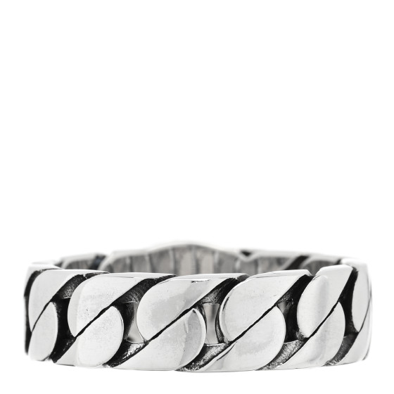 GUCCI Sterling Silver Enamel Interlocking G Chain Ring 56