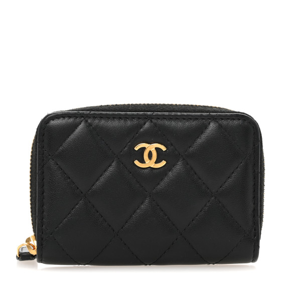 小物 CHANEL Zipped Coin Purse AP3082 Black Chanel Classic Zipped Square Coin Purse Black/Glod in